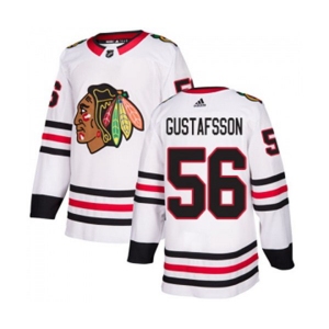 Youth Adidas Chicago Blackhawks #56 Erik Gustafsson Authentic White Away NHL Jersey