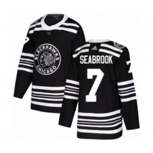 Youth Adidas Chicago Blackhawks #7 Brent Seabrook Authentic Black 2019 Winter Classic NHL Jersey