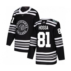 Youth Adidas Chicago Blackhawks #81 Marian Hossa Authentic Black 2019 Winter Classic NHL Jersey