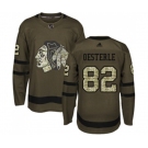 Youth Adidas Chicago Blackhawks #82 Jordan Oesterle Authentic Green Salute to Service NHL Jersey