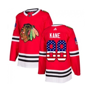 Youth Adidas Chicago Blackhawks #88 Patrick Kane Authentic Red USA Flag Fashion NHL Jersey