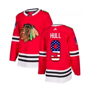 Youth Adidas Chicago Blackhawks #9 Bobby Hull Authentic Red USA Flag Fashion NHL Jersey