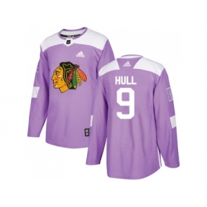 Youth Adidas Chicago Blackhawks #9 Bobby Hull Purple Authentic Fights Cancer Stitched NHL Jersey