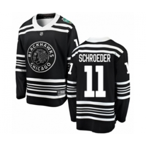 Youth Chicago Blackhawks #11 Jordan Schroeder Black 2019 Winter Classic Fanatics Branded Breakaway NHL Jersey