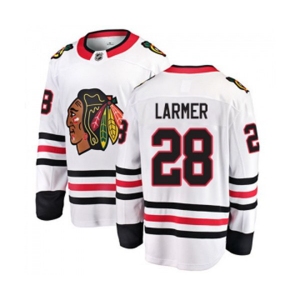 Youth Chicago Blackhawks #28 Steve Larmer Fanatics Branded White Away Breakaway NHL Jersey