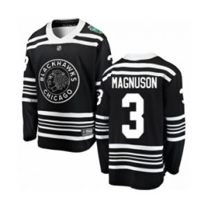 Youth Chicago Blackhawks #3 Keith Magnuson Black 2019 Winter Classic Fanatics Branded Breakaway NHL Jersey