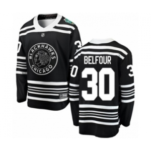 Youth Chicago Blackhawks #30 ED Belfour Black 2019 Winter Classic Fanatics Branded Breakaway NHL Jersey