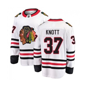 Youth Chicago Blackhawks #37 Graham Knott Fanatics Branded White Away Breakaway NHL Jersey