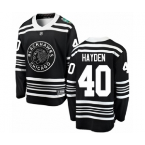Youth Chicago Blackhawks #40 John Hayden Black 2019 Winter Classic Fanatics Branded Breakaway NHL Jersey