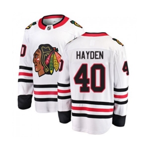 Youth Chicago Blackhawks #40 John Hayden Fanatics Branded White Away Breakaway NHL Jersey