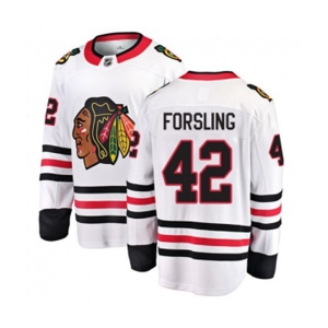Youth Chicago Blackhawks #42 Gustav Forsling Fanatics Branded White Away Breakaway NHL Jersey