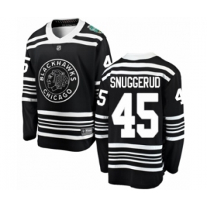 Youth Chicago Blackhawks #45 Luc Snuggerud Black 2019 Winter Classic Fanatics Branded Breakaway NHL Jersey