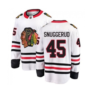 Youth Chicago Blackhawks #45 Luc Snuggerud Fanatics Branded White Away Breakaway NHL Jersey