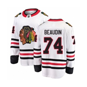 Youth Chicago Blackhawks #74 Nicolas Beaudin Authentic White Away Fanatics Branded Breakaway NHL Jersey