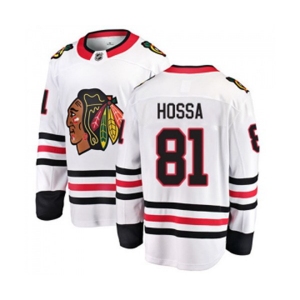 Youth Chicago Blackhawks #81 Marian Hossa Fanatics Branded White Away Breakaway NHL Jersey