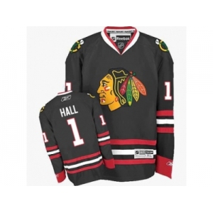 Youth Reebok Chicago Blackhawks #1 Glenn Hall Premier Black Third NHL Jersey