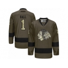 Youth Reebok Chicago Blackhawks #1 Glenn Hall Premier Green Salute to Service NHL Jersey