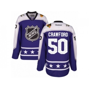 Youth Reebok Chicago Blackhawks #50 Corey Crawford Authentic Purple Central Division 2017 All-Star NHL Jersey