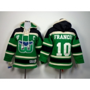 Youth nhl hartford whalers #10 francis black-green[pullover hooded sweatshirt][patch C]