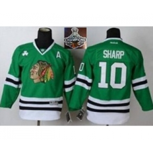 youth nhl jerseys chicago blackhawks #10 sharp green[2015 Stanley cup champions][patch A]
