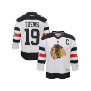 youth nhl jerseys chicago blackhawks #19 toews white[patch c][2016 stadium]