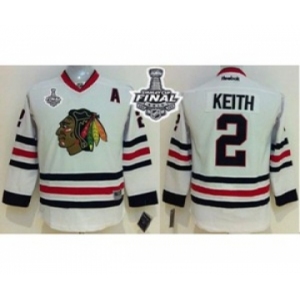 youth nhl jerseys chicago blackhawks #2 keith white[2015 Stanley Cup ][patch A]