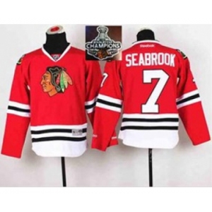 youth nhl jerseys chicago blackhawks #7 seabrook red[2015 Stanley cup champions]