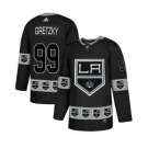 Los Angeles Kings #99 Wayne Gretzky Black Team Logos Fashion Jersey