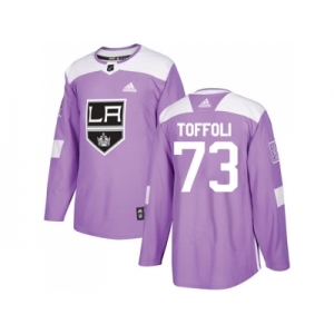 Men Adidas Los Angeles Kings #73 Tyler Toffoli Purple Authentic Fights Cancer Stitched NHL Jersey