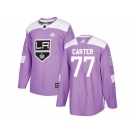 Men Adidas Los Angeles Kings #77 Jeff Carter Purple Authentic Fights Cancer Stitched NHL Jersey