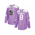 Men Adidas Los Angeles Kings #8 Drew Doughty Purple Authentic Fights Cancer Stitched NHL Jersey