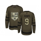 Men Adidas Los Angeles Kings #9 Adrian Kempe Green Salute to Service Stitched NHL Jersey