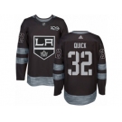 Men's Adidas Los Angeles Kings #32 Jonathan Quick Authentic Black 1917-2017 100th Anniversary NHL Jersey