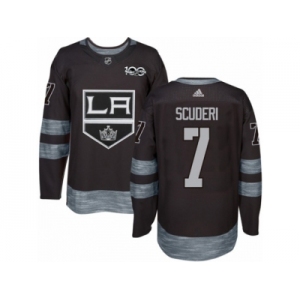 Men's Adidas Los Angeles Kings #7 Rob Scuderi Authentic Black 1917-2017 100th Anniversary NHL Jersey