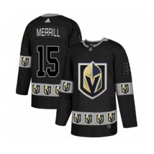 Men's Adidas Vegas Golden Knights #15 Jon Merrill Authentic Black Team Logo Fashion NHL Jersey