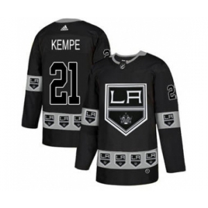 Men's Kings #21 Mario Kempe Black Authentic Team Logo Fashion Stitched Hockey Jersey