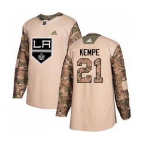 Men's Kings #21 Mario Kempe Camo Authentic 2017 Veterans Day Stitched Hockey Jersey
