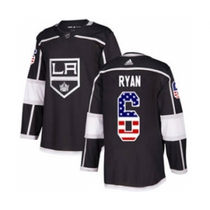 Men's Kings #6 Joakim Ryan Black Home Authentic USA Flag Stitched Hockey Jersey
