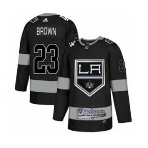 Men's LA Kings With Dodgers #23 Dustin Brown Black Hockey Hockey Jersey