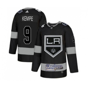 Men's LA Kings With Dodgers #9 Adrian Kempe Black Hockey Hockey Jersey