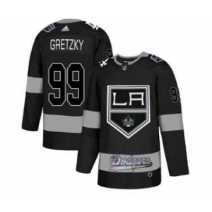 Men's LA Kings With Dodgers #99 Wayne Gretzky Black Hockey Hockey Jersey