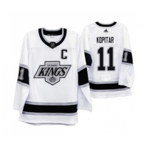 Men's Los Angeles Kings #11 Anze Kopitar 2019-20 Heritage White Throwback 90s Hockey Jersey