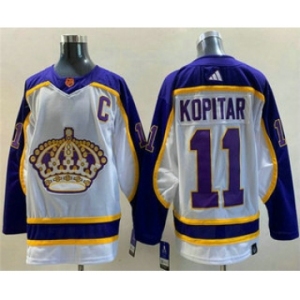 Men's Los Angeles Kings #11 Anze Kopitar White 2022 Reverse Retro Stitched Jersey - 副本