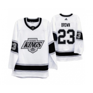 Men's Los Angeles Kings #23 Dustin Brown 2019-20 Heritage White Throwback 90s Hockey Jersey