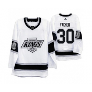Men's Los Angeles Kings #30 Rogie Vachon 2019-20 Heritage White Throwback 90s Hockey Jersey