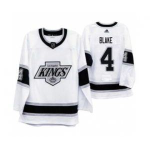 Men's Los Angeles Kings #4 Rob Blake 2019-20 Heritage White Throwback 90s Hockey Jersey