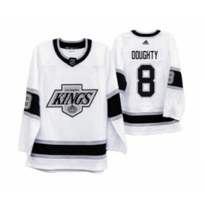 Men's Los Angeles Kings #8 Drew Doughty 2019-20 Heritage White Throwback 90s Hockey Jersey