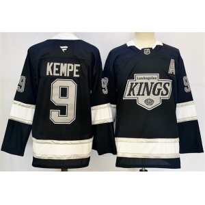 Men's Los Angeles Kings #9 Adrian Kempe Black 2024-25 Home With A Patch Stitched Hockey Jersey