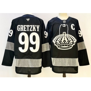 Men's Los Angeles Kings #99 Wayne Gretzky Black With C Patch Alternate Stitched Hockey Jersey
