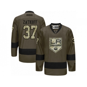 Men's Reebok Los Angeles Kings #37 Jeff Zatkoff Authentic Green Salute to Service NHL Jersey